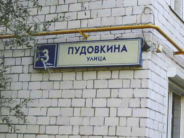 Табличка на доме по улице Пудовкина, в котором жил Сергей Шевкуненко